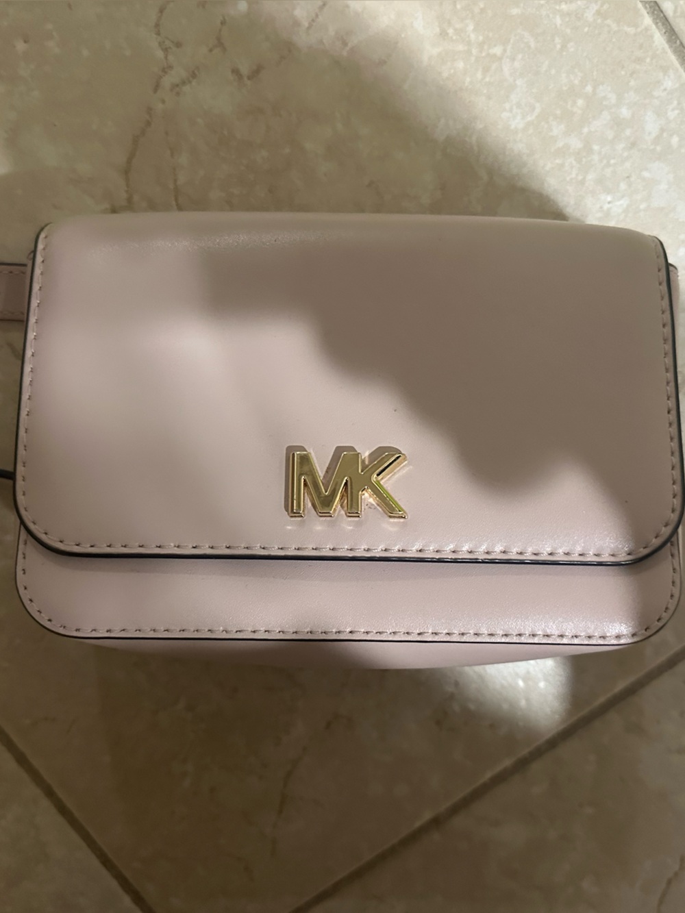 Michael Kors Light Pink Smooth Leather Fannypack with Gold MK Logo